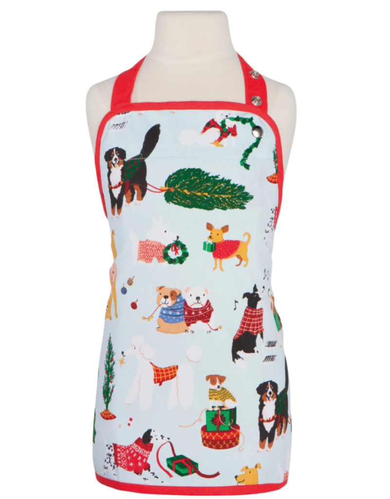 Now Designs Holiday Apron, Holiday Hounds Dogs CHILD