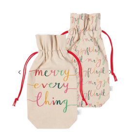 Now Designs Holiday Wine Bags, Merry Everything, Set of 2