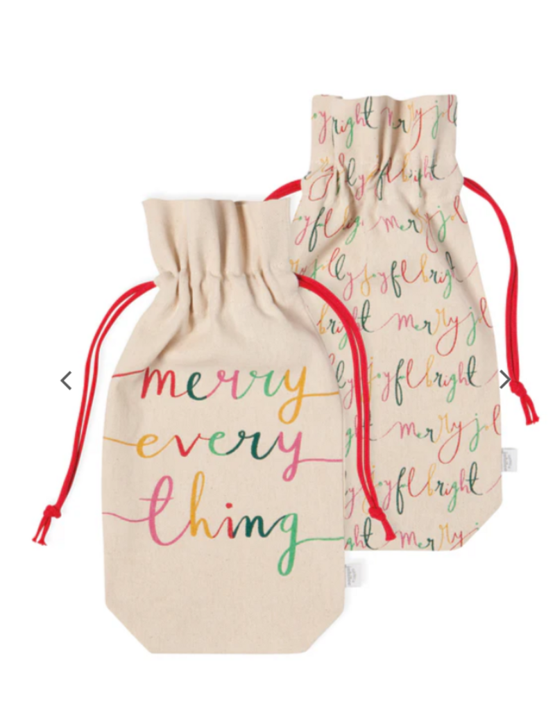 Now Designs Holiday Wine Bags, Merry Everything, Set of 2