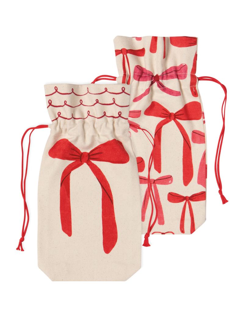 Now Designs Holiday Wine Bags, Bows, Set of 2
