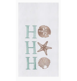 C and F Home Holiday Dish Towel, HO HO HO Seashells, floursack
