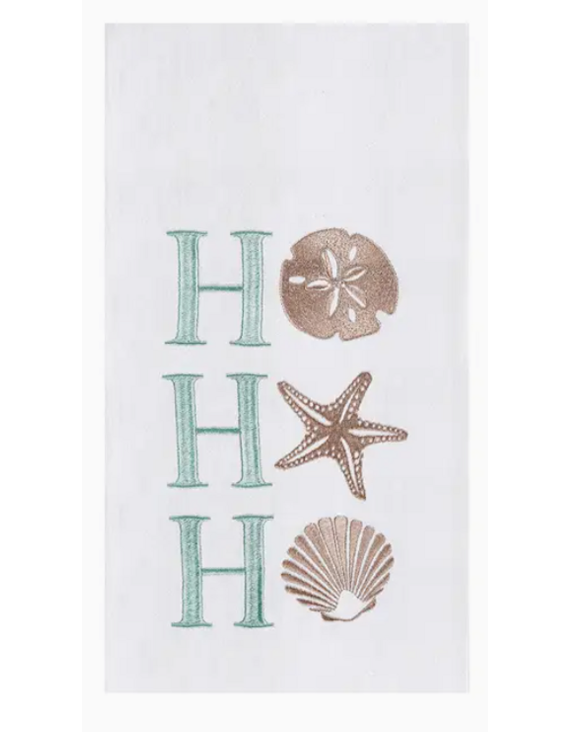 C and F Home Holiday Dish Towel, HO HO HO Seashells, floursack