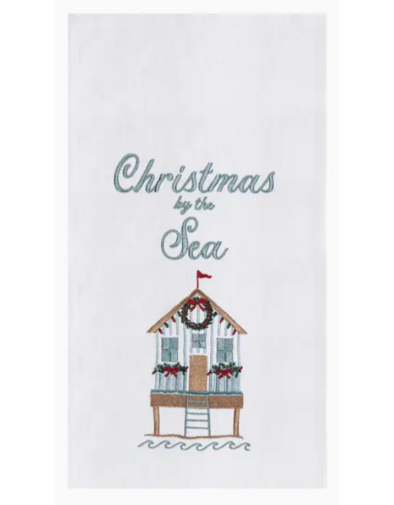 C and F Home Holiday Dish Towel, Christmas by the Sea, floursack