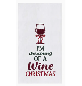 C and F Home Holiday Dish Towel, Wine Christmas