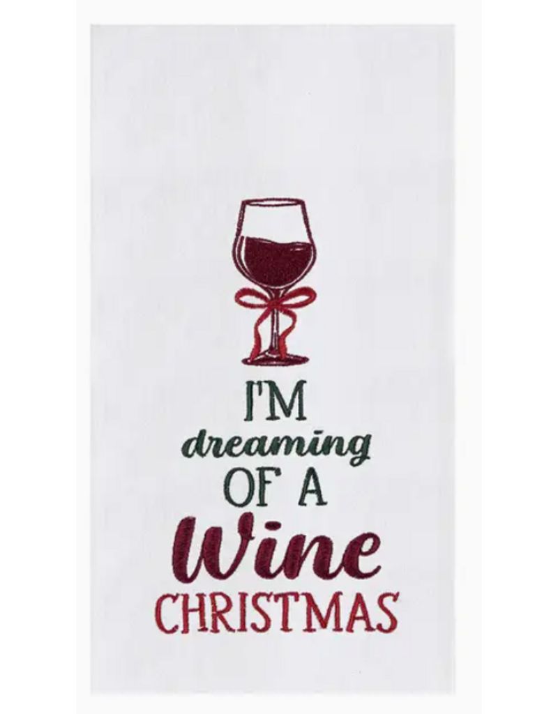 C and F Home Holiday Dish Towel, Wine Christmas