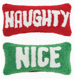 C and F Home Holiday Pillow, Naughty Nice, reversible, 12x6