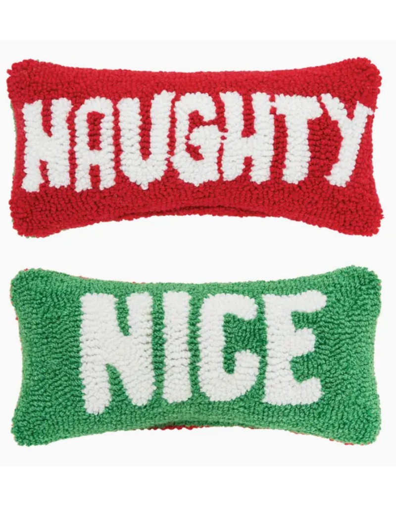 C and F Home Holiday Pillow, Naughty Nice, reversible, 12x6