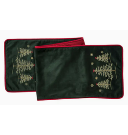 C and F Home Holiday Table Runner, Christmas Forest, GREEN 14x72