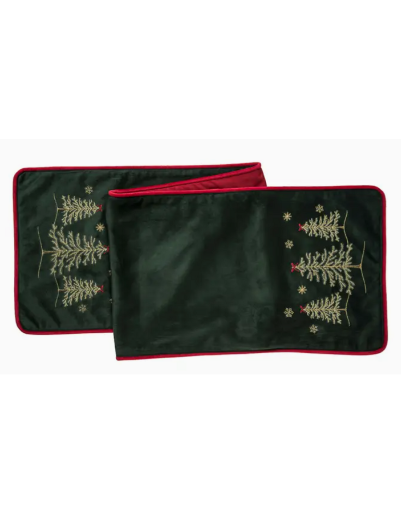 C and F Home Holiday Table Runner, Christmas Forest, GREEN 14x72