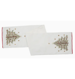 C and F Home Holiday Table Runner, Christmas Tree, WHITE 14x72
