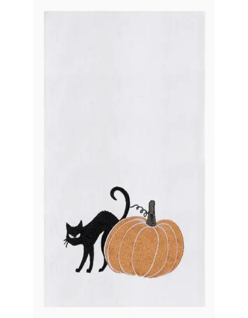 C and F Home Halloween Towel, Cat and Pumpkin, floursack