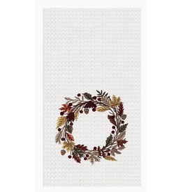C and F Home Fall Towel, Harvest Wreath, waffle weave