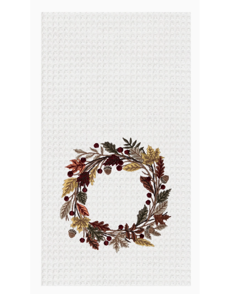 C and F Home Fall Towel, Harvest Wreath, waffle weave