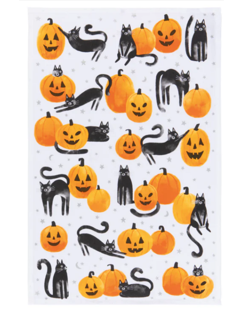 Now Designs Halloween Towel, PURR-anormal, Cats+Pumpkins