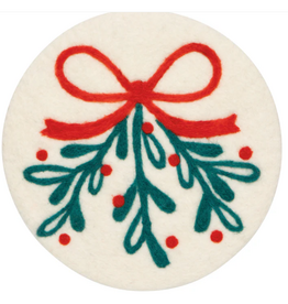Now Designs Holiday Mistletoe Felted Wool Trivet, 8"
