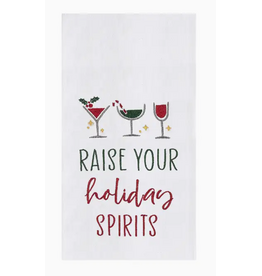 C and F Home Holiday Dish Towel, Raise Holiday Spirits, floursack