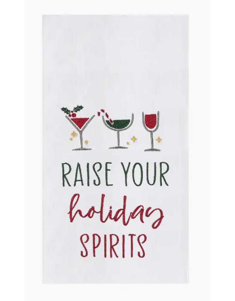 C and F Home Holiday Dish Towel, Raise Holiday Spirits, floursack