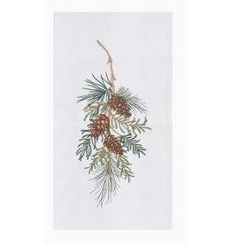 C and F Home Holiday Towel, Pinecone Swag, floursack