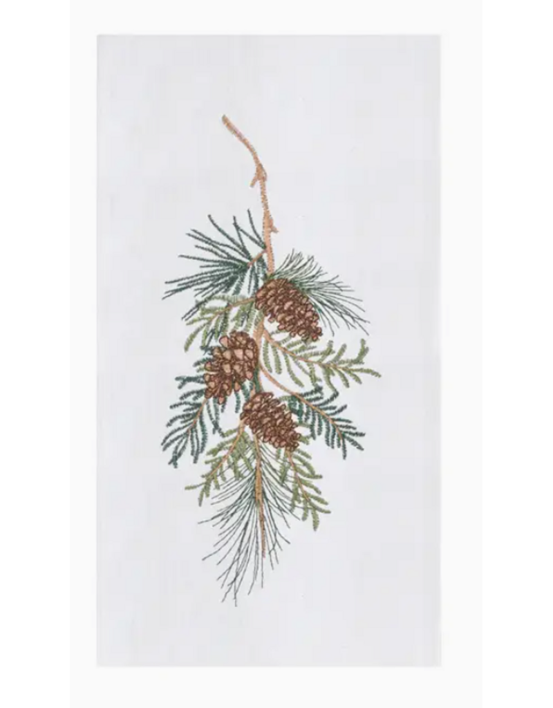 C and F Home Holiday Towel, Pinecone Swag, floursack