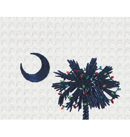 C and F Home HOLIDAY Dish Towel, South Carolina Palmetto With LIGHTS, waffle weave*
