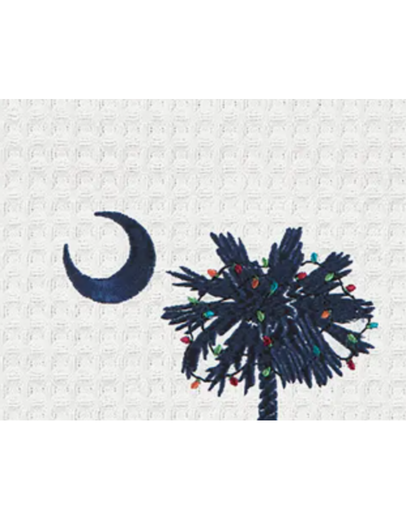 C and F Home HOLIDAY Dish Towel, South Carolina Palmetto With LIGHTS, waffle weave*