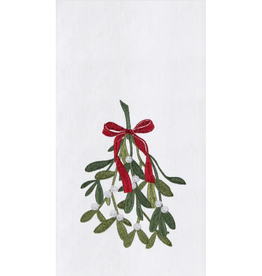 C and F Home Holiday Dish Towel, Merry Mistletoe, floursack
