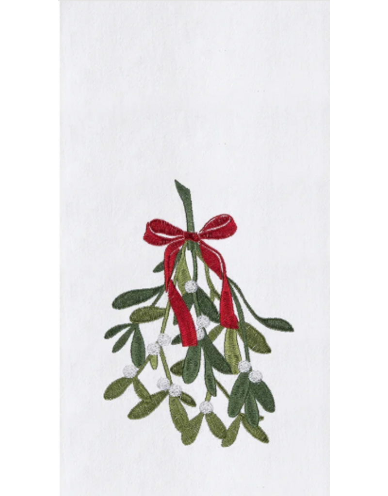 C and F Home Holiday Dish Towel, Merry Mistletoe, floursack