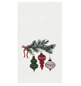 C and F Home Holiday Dish Towel, Ornament Sprig, waffle weave