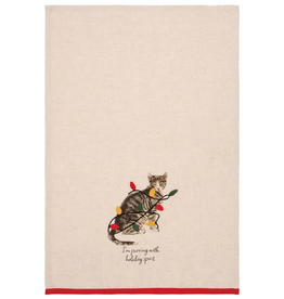C and F Home Holiday DIsh Towel, Holiday Spirit Tabby Cat