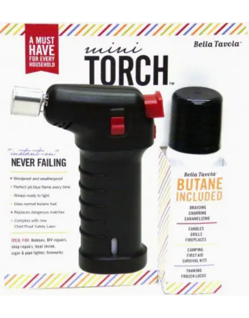 Bella Tavola Mini Creme Brulee Torch with Fuel, Black