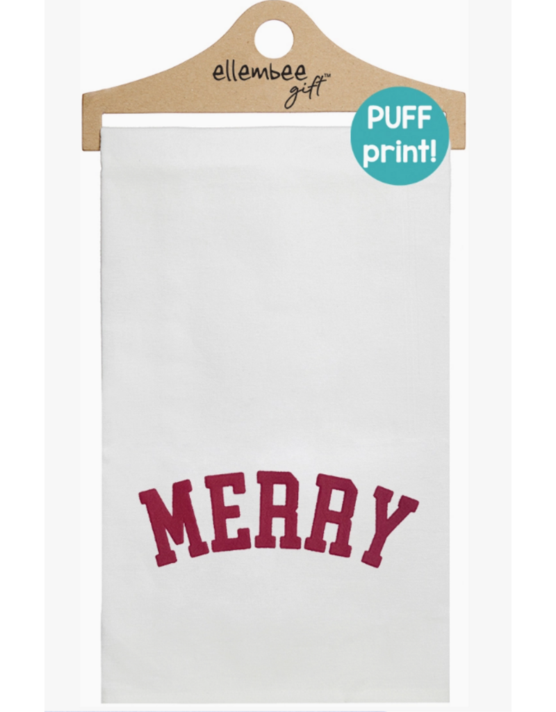 Ellembee Holiday Towel, MERRY, puff