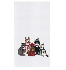 C and F Home Holiday Dish Towel, Christmas Cats, floursack