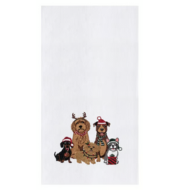 C and F Home Holiday Dish Towel, Christmas Dogs, floursack