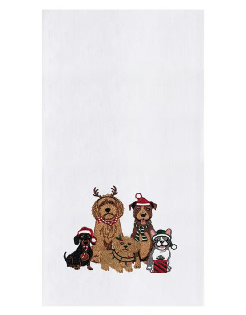 C and F Home Holiday Dish Towel, Christmas Dogs, floursack