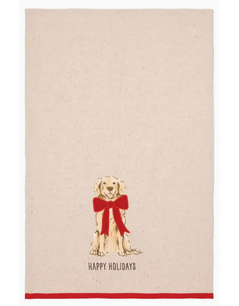 C and F Home Holiday DIsh Towel, Holiday Golden Retriever Dog