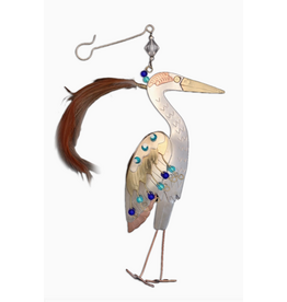 Pilgrim Imports Ornament, Blue Heron, Nickel-Copper-Brass