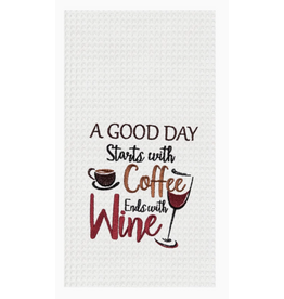 C and F Home Towel, Good Day Starts with Coffee, waffle weave