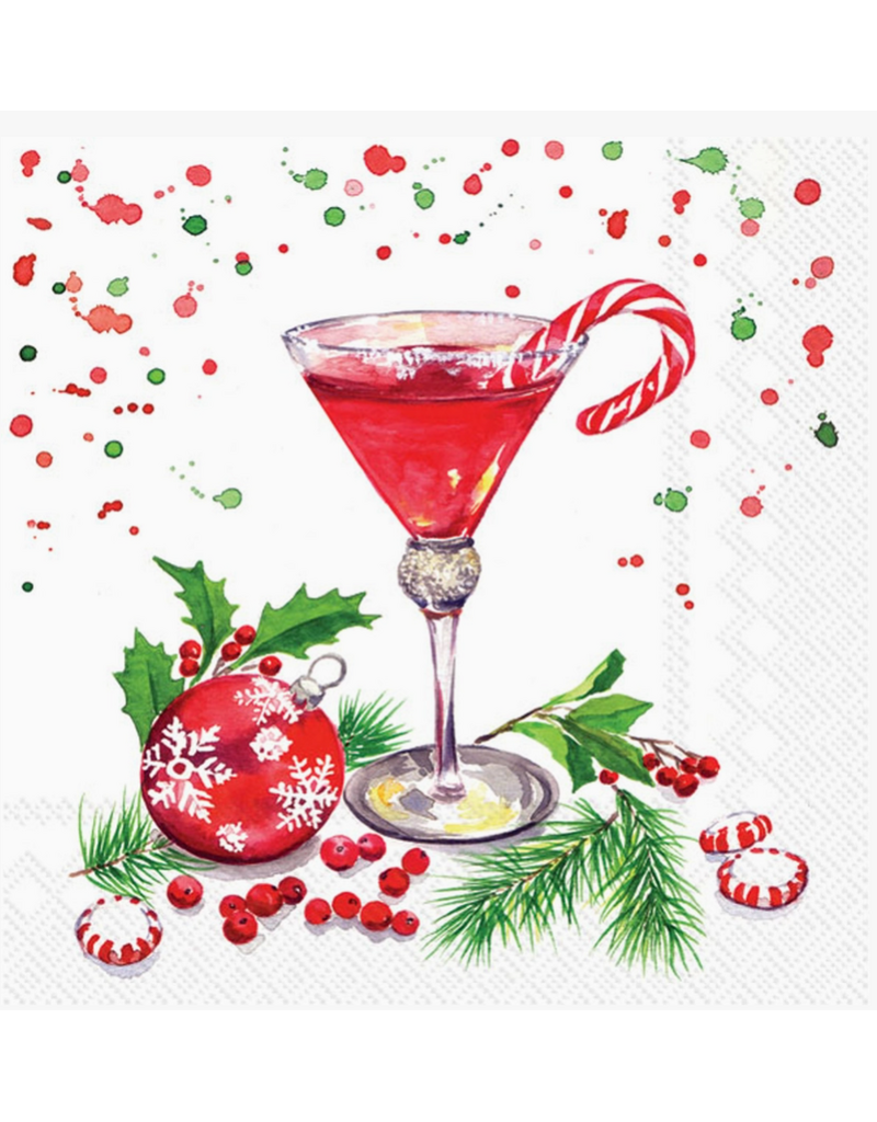 Boston International Holiday Cocktail Napkins, Christmas Martini, 20x