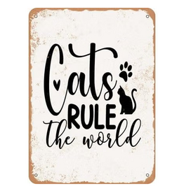 Vintage Tin Sign - Cats Rule, 8x12