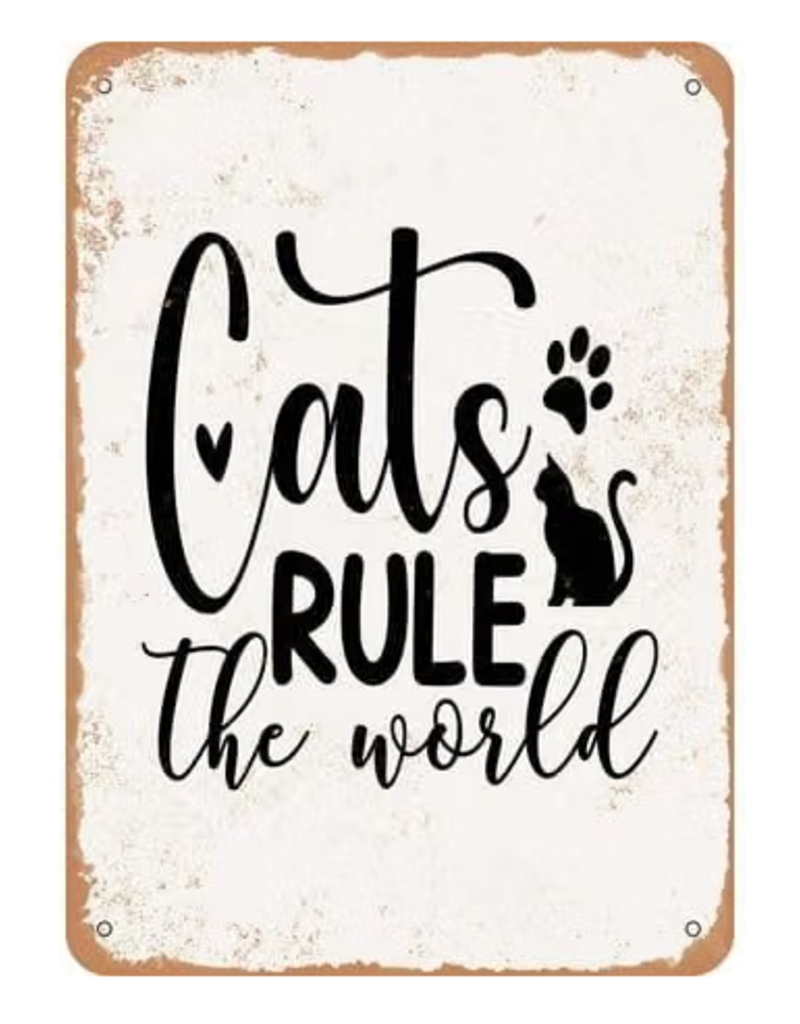 Vintage Tin Sign - Cats Rule, 8x12