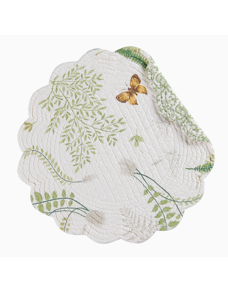 C and F Home Placemat, Althea Ferns, ROUND Reversible