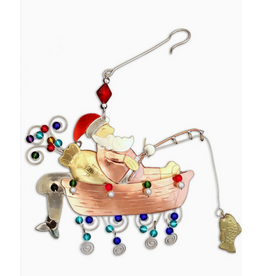 Pilgrim Imports Ornament, Fishing Santa, Nickel-Copper-Brass