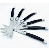 Laguiole 6 Steak Knives Black in Wooden Block