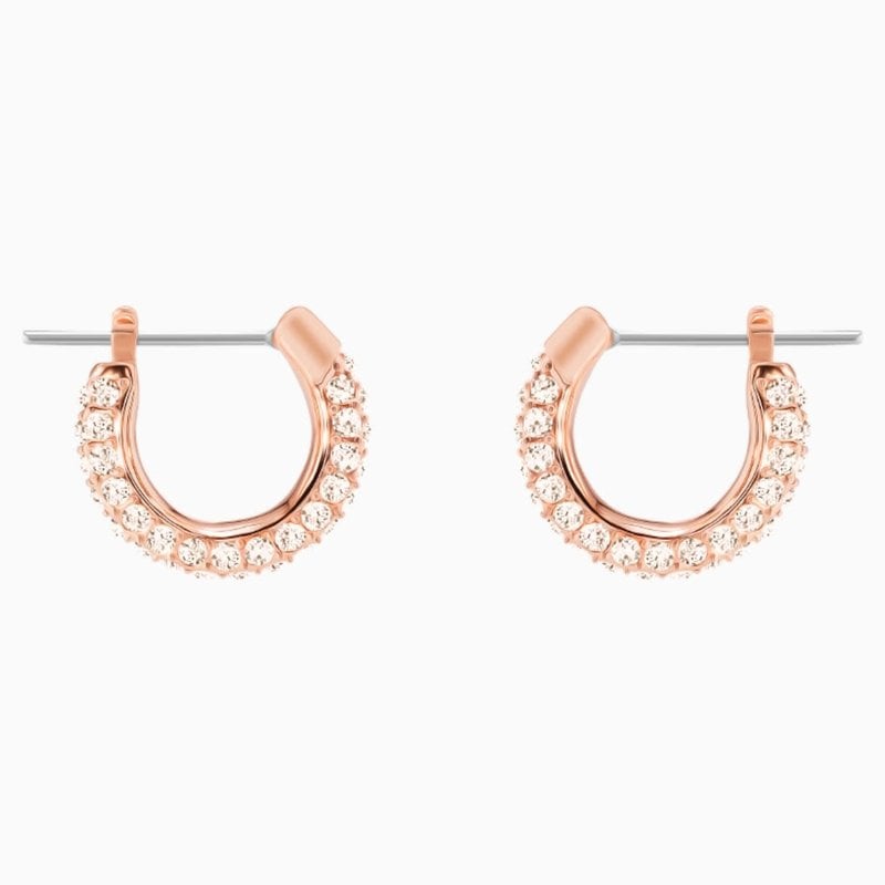 Swarovski STONE PIERCED EARRINGS, PINK, ROSE-GOLD TONE PLATED