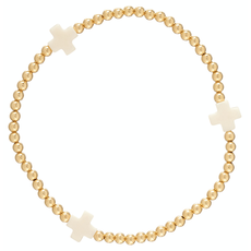ENewton Design Signature Cross Gold Pattern 3mm Bead Bracelet - Off-White