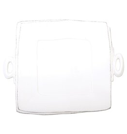 Vietri Lastra White Handled Square Platter