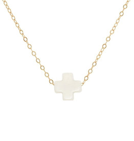 ENewton Design 16 Inch Necklace Gold-Signature Cross Off White