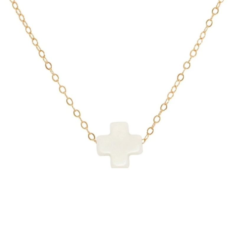 ENewton Design 16 Inch Necklace Gold-Signature Cross Off White