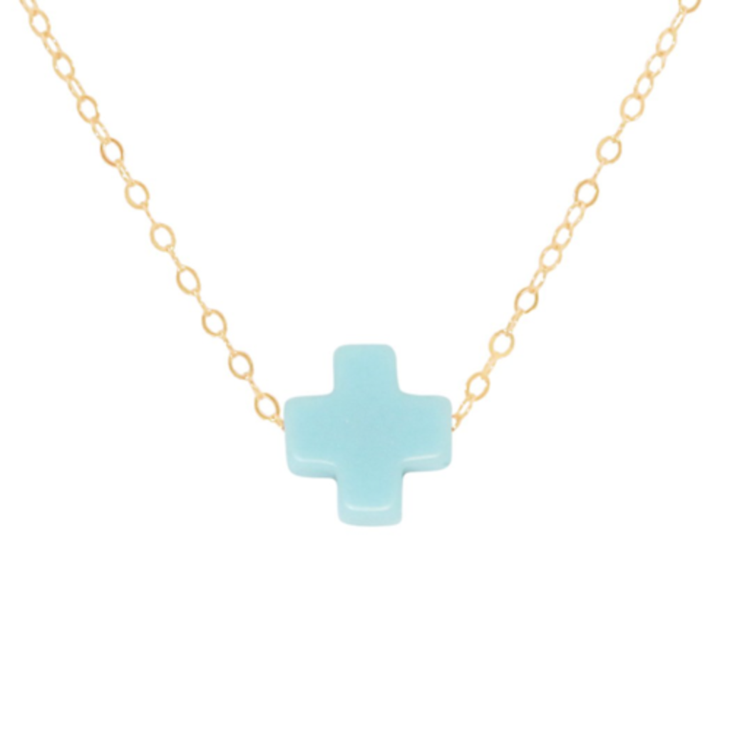 enewton 16" Necklace Gold-Signature Cross Turquoise