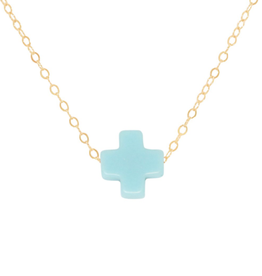 enewton 16" Necklace Gold-Signature Cross Turquoise